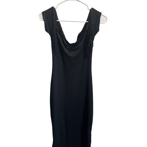 Shein BAE Womens Black Fringe Sleeveless Dress US M 6 EU 38 - Picture 4 of 5